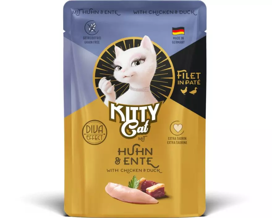 KITTY Cat Nassfutter KittyCat Filét Paté Pouch Huhn, Ente 85 g