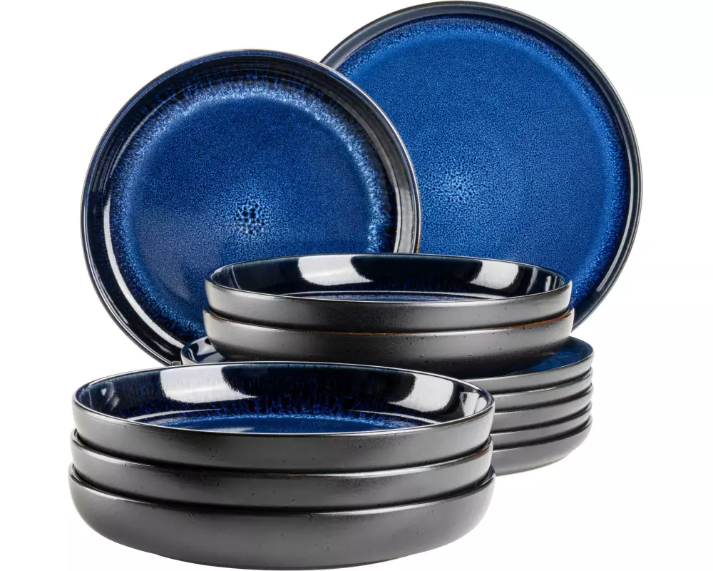 Mäser Speise-Service Niara 12-teilig, Schwarz/Blau