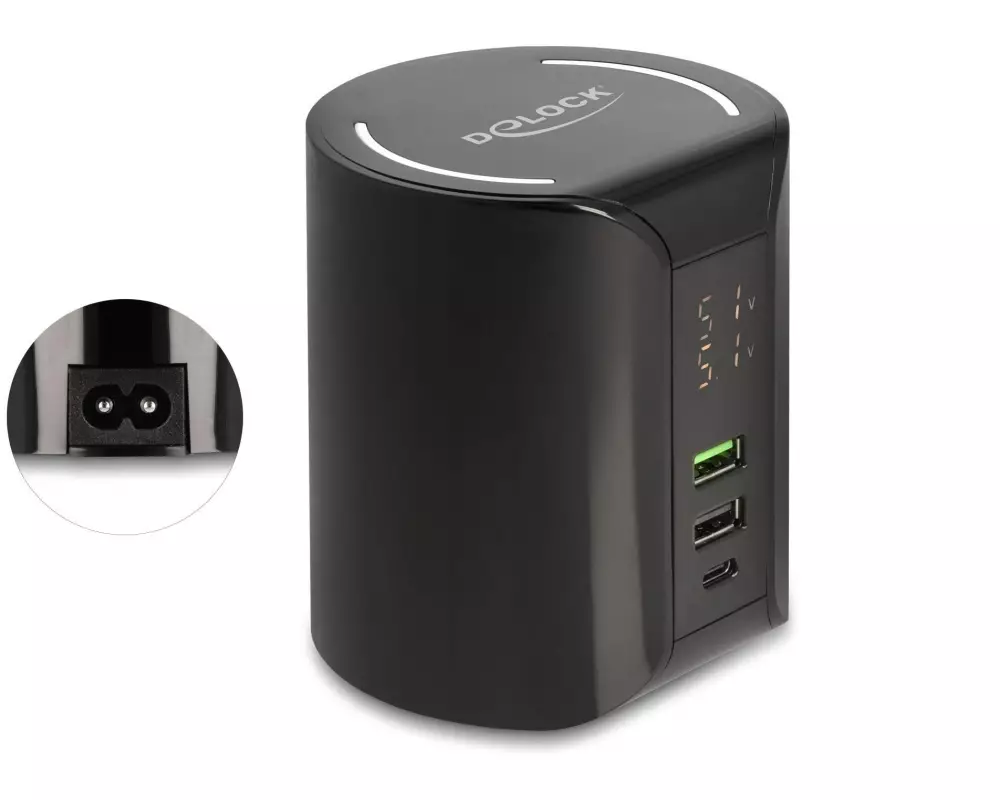 Delock Ladestation 1x USB Type-C, 2x USB Type-A mit Wireless