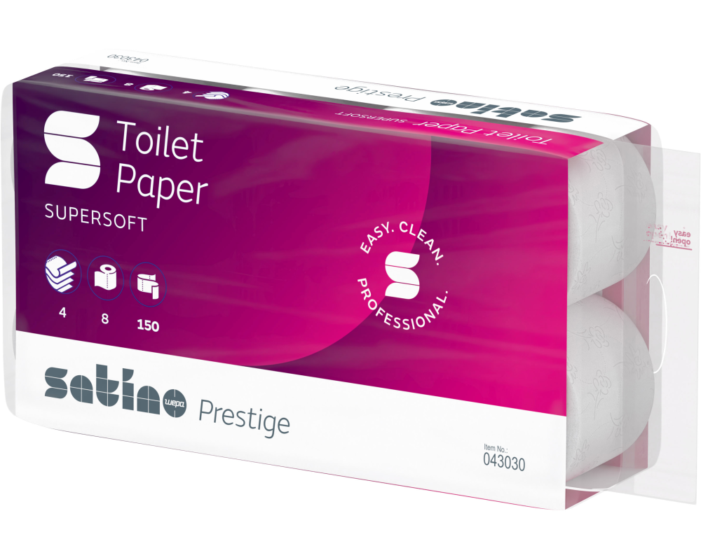 SATINO Toilettenpapier Prestige 2078393 4-lagig, 8 Rollen, hochweiss