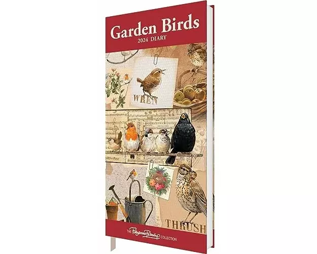 Garden Birds by Pollyanna Slim Diary 2024