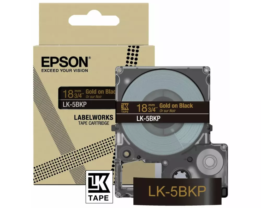 EPSON Metallic Tape Black/Gold, 18mm, 9m, LK-5BKP