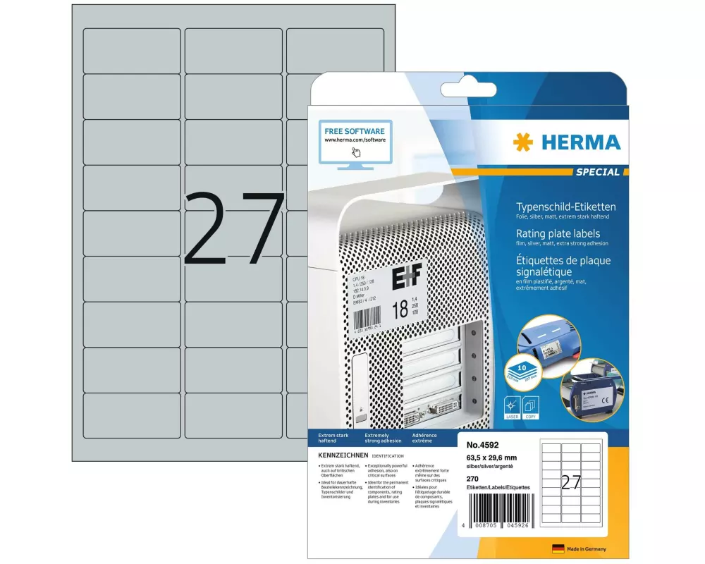 HERMA Typenschild-Etiketten 4592 63.5 x 29.6 mm