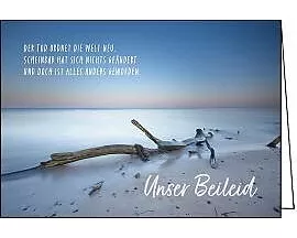 Doppelkarte. Pergament - Unser Beileid (Strand)