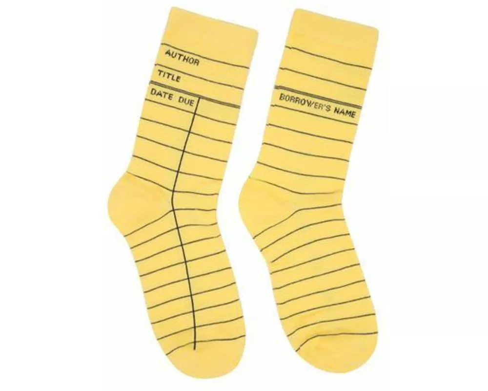 Library Card (Yellow) Socks - Large