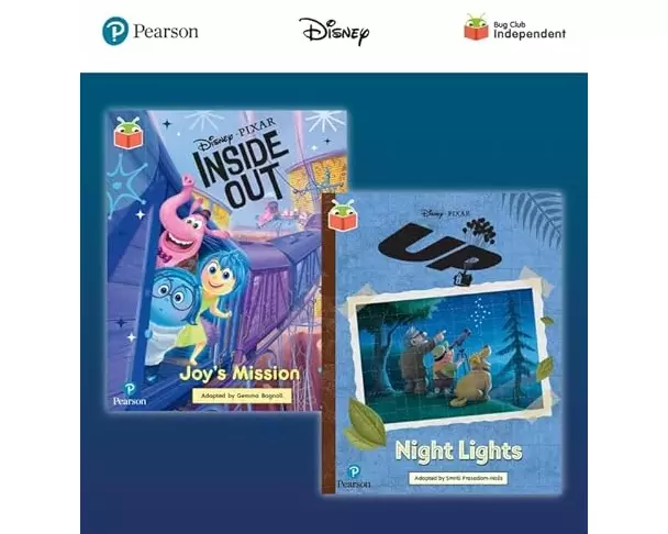 Pearson Bug Club Disney Year 2 Pack F, including White and Lime book band readers; Inside Out: Joy's Mission, Up! Night Lights