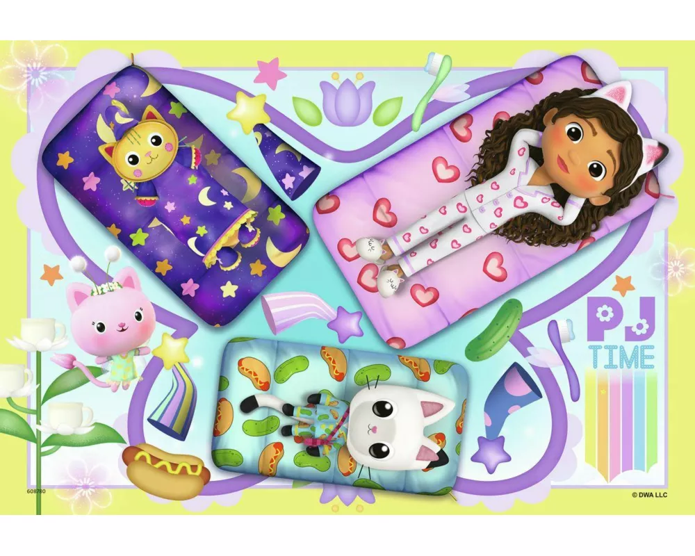 Kinderpuzzle 2x12 Teile - Gabby's Dollhouse - Pyjamaparty