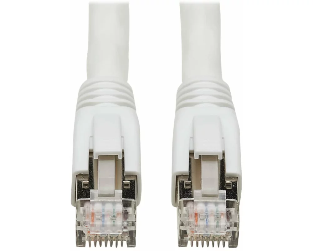 EATON TRIPPLITE Cat8, 25G/40G-Certified, Snagless, Shielded, S/FTP Ethernet Cable, RJ45, M/M, PoE, White, 15ft. 4.57m