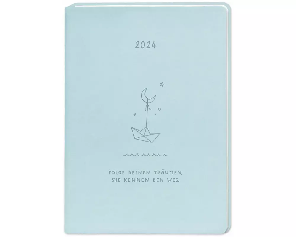 Terminplaner Lederlook 2024 Hellblau