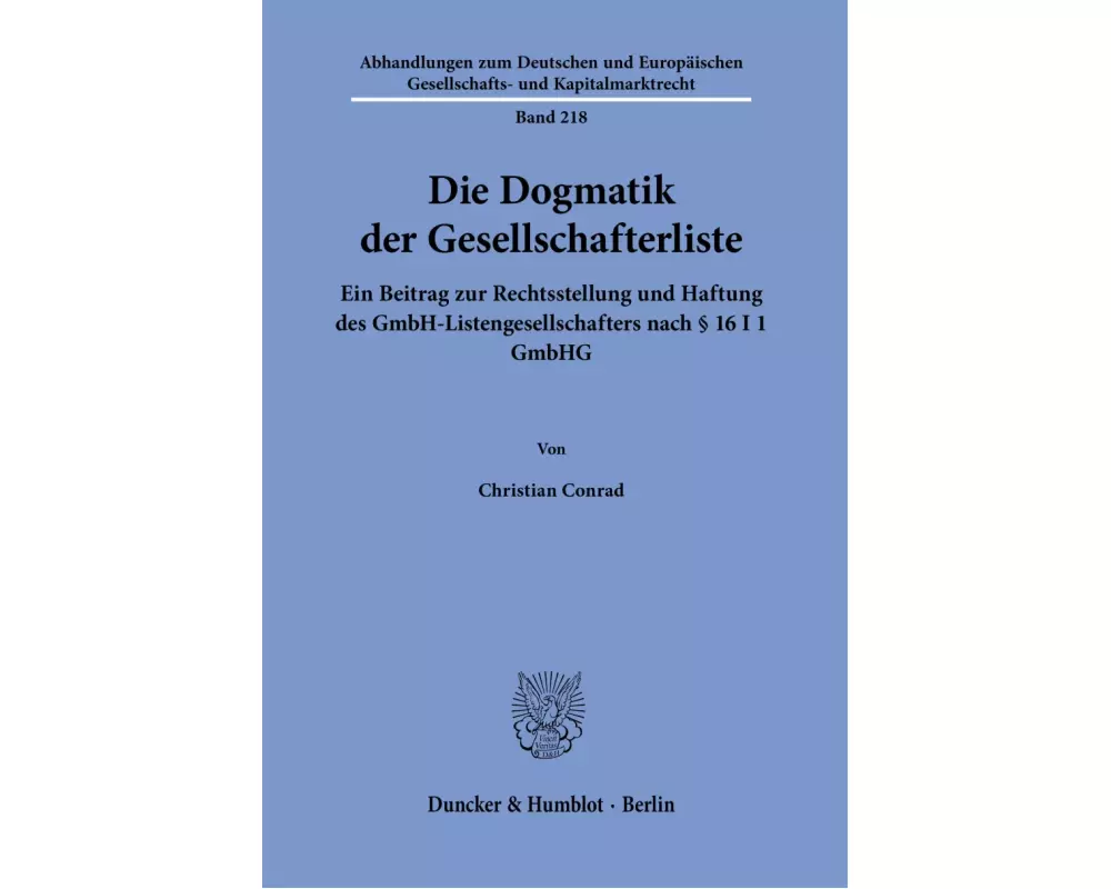 Die Dogmatik der Gesellschafterliste