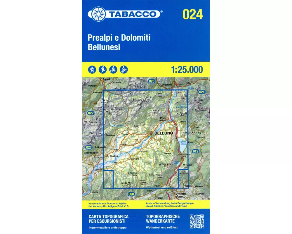 Tabacco Wandern Prealpi Bellunesi 1:25000