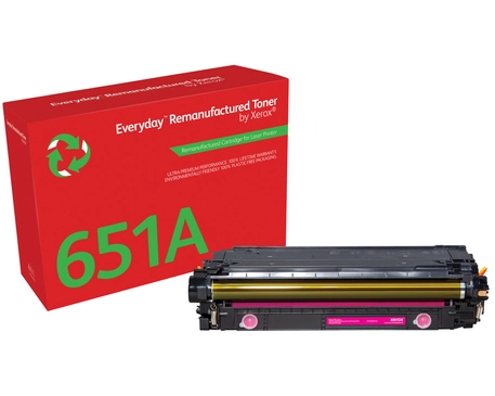 Everyday Magenta Remanufactured Toner by compatible with HP 651A 650A 307A (CE343A/CE273A/CE743A), Standard capacity. Black toner page yield: 16000 pages, Colour toner page yield: 16000 pages, Printing colours: Magenta, Quantity per pack: 1 pc(s)
