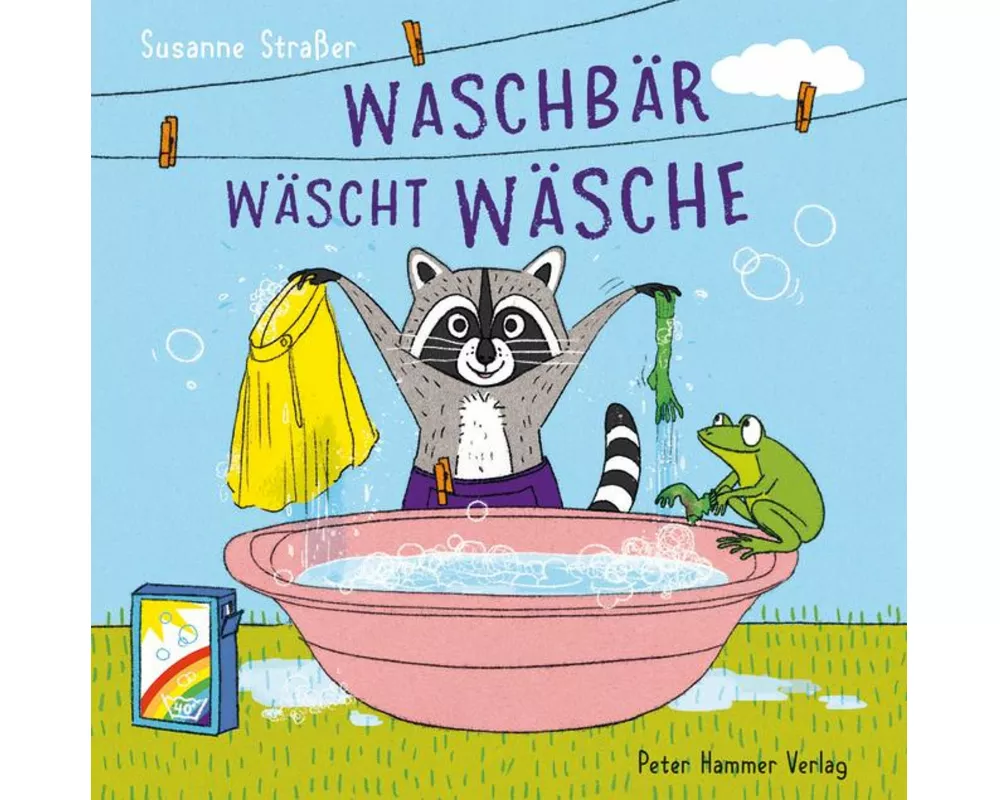 Waschbär wäscht Wäsche