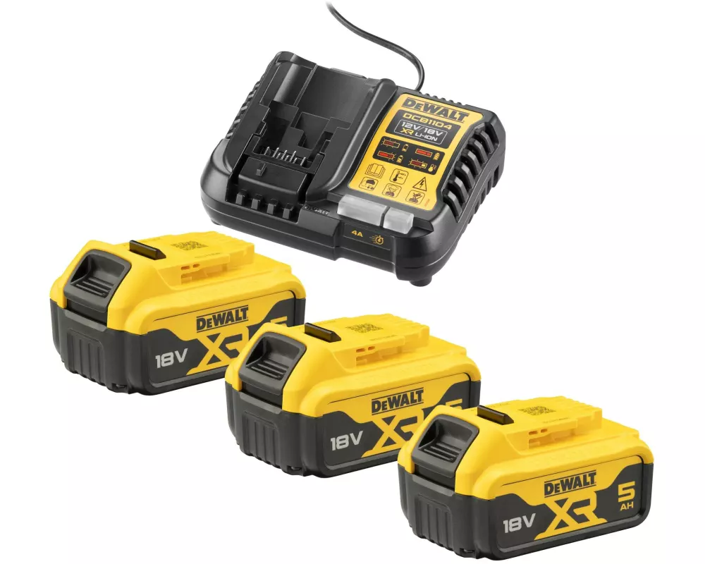 DEWALT Akku Starterset 3x 18 V 5 Ah & DCB1104 Ladegerät