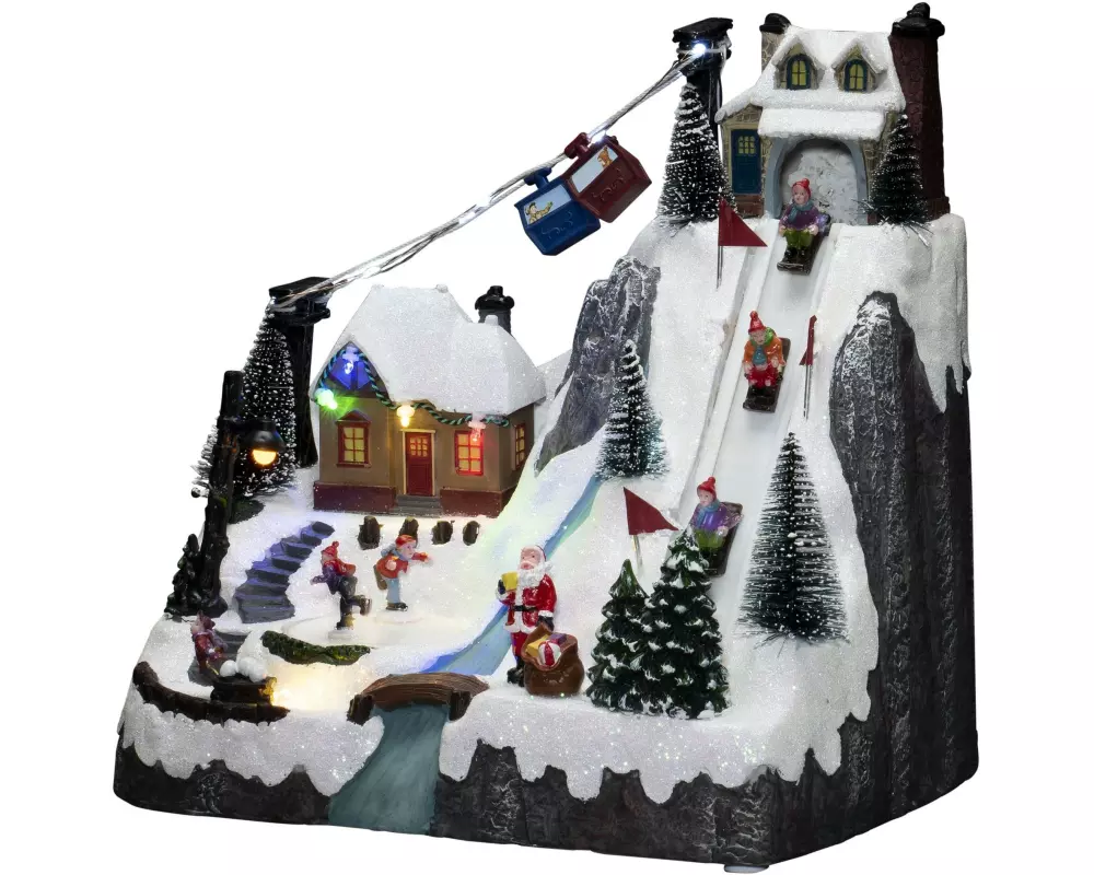 Konstsmide LED-Figur Skipiste mit Musik, 28 cm, Mehrfarbig