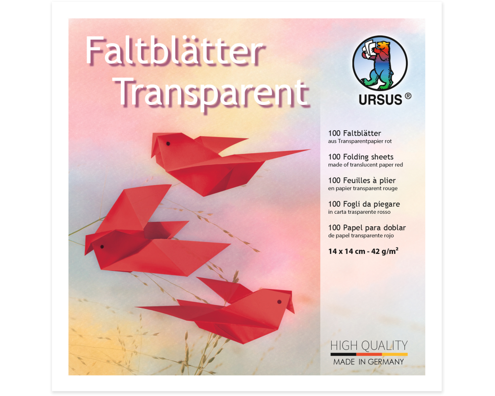 URSUS Faltblätter Origami 14x14cm 2536122 rot 100 Blatt