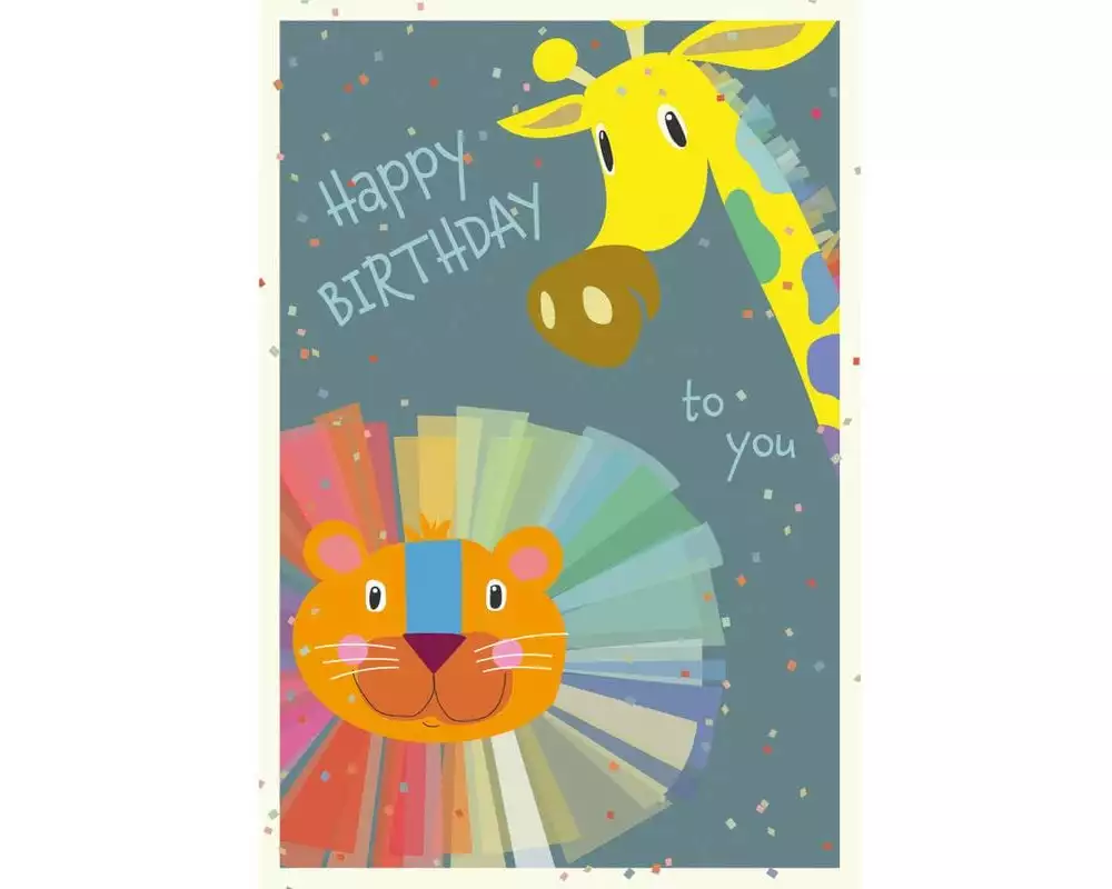 ABC Geburtstagskarte Löwe und Giraffe B6