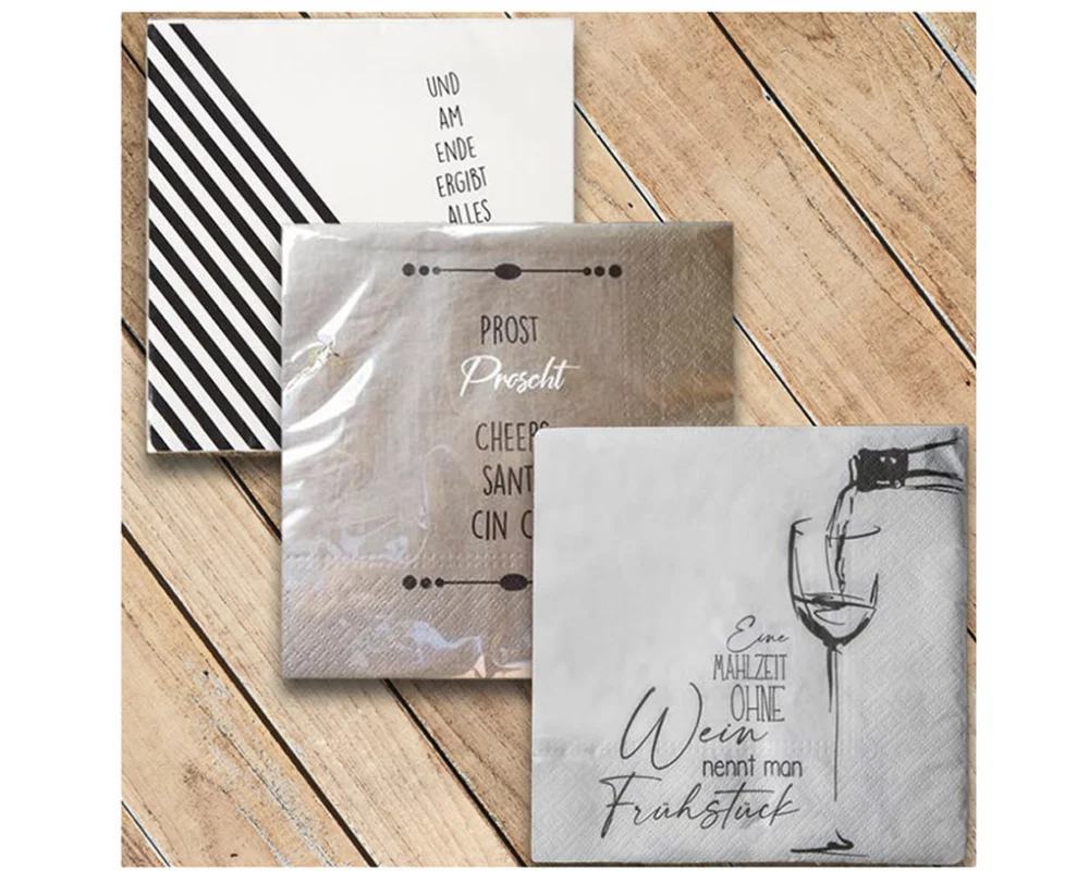 Schneider Korbwaren Servietten-Set Proscht Gin & Wein