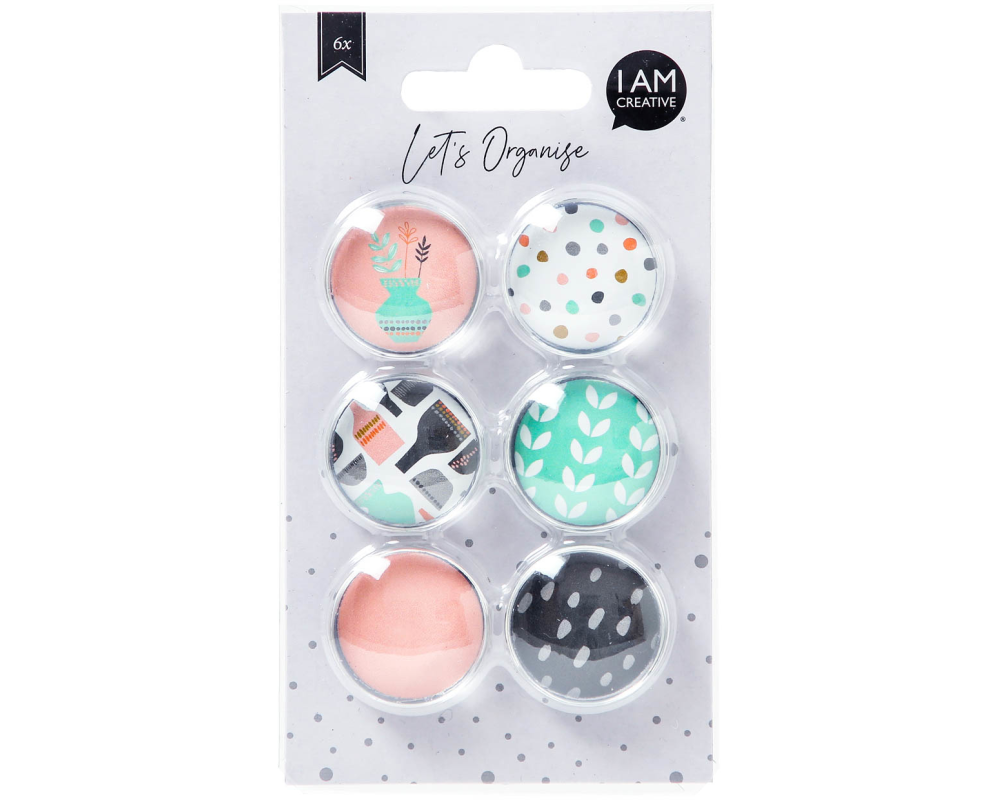 I AM CREATIVE Magnet Fresh Let`s Organize MAA4035.55 Glas, 3x1cm 6 Stück