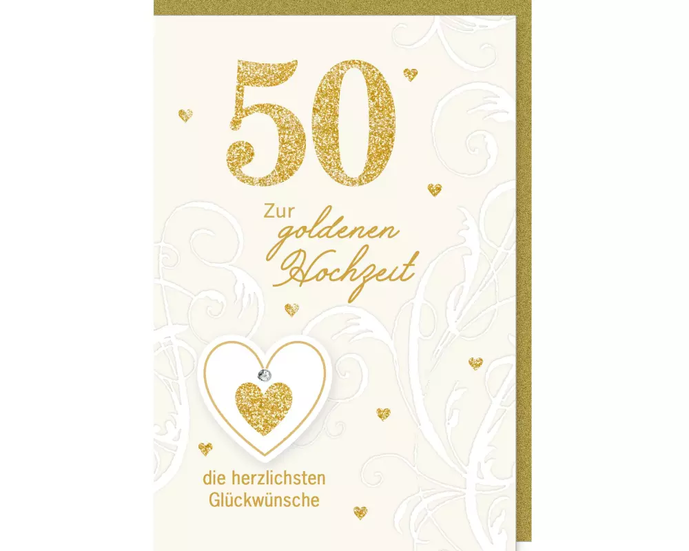 Braun + Company Glückwunschkarte 50 Goldene Hochzeit 11.5 x 17 cm
