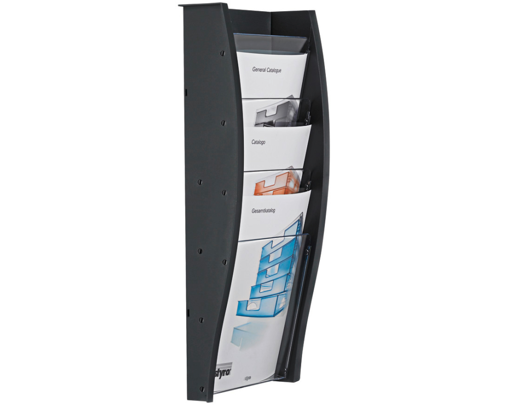 STYRO Wandprospekthalter A4 128-340.0292 anthrazit 4 Fächer
