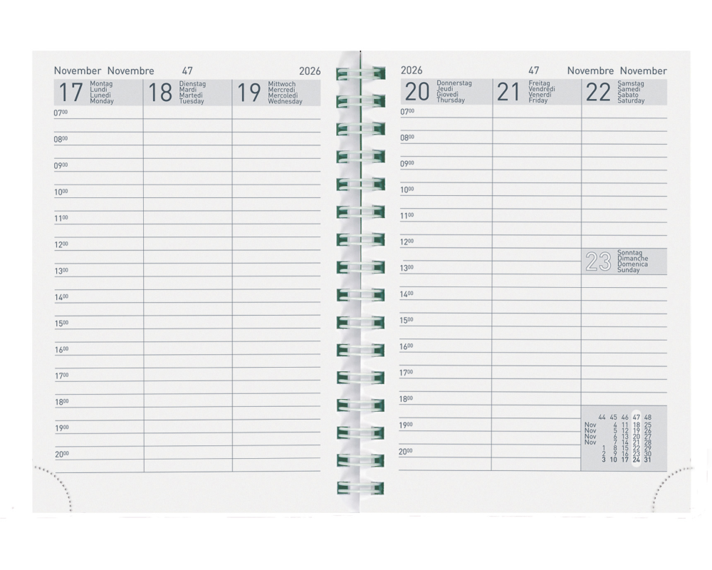 BIELLA Taschenagenda Rex Wire-O 2026 825778000026U 1W/2S Ersatz ML 10.1x14.2cm