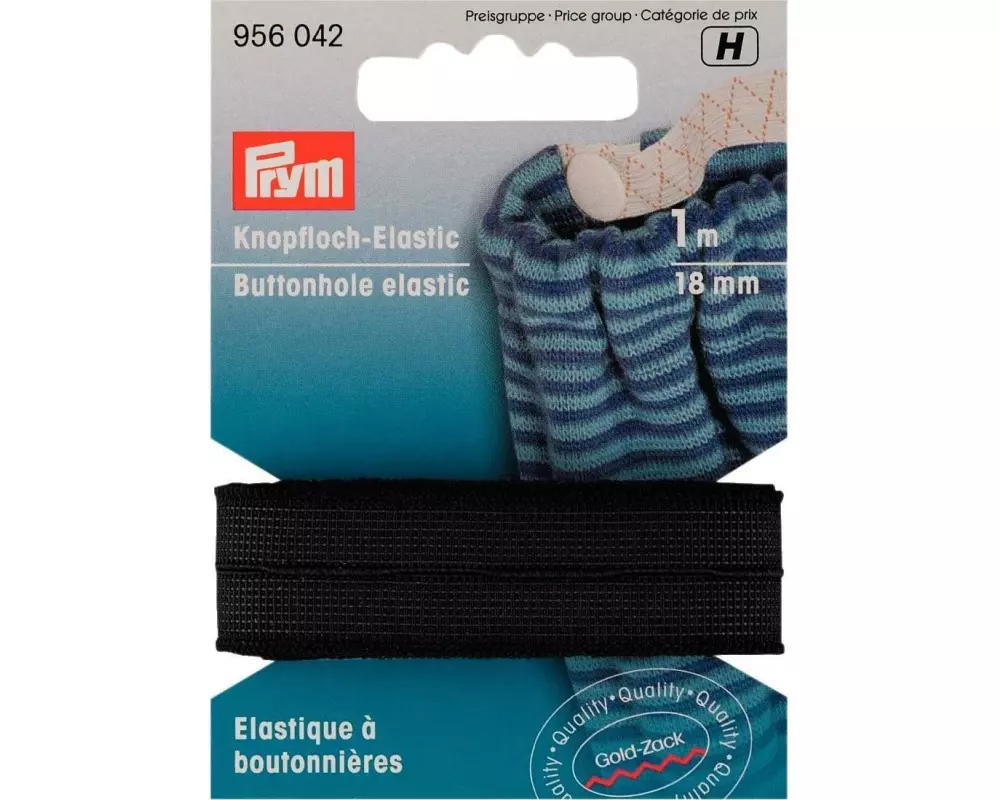 Prym Elastikband mit Knopfloch, 18 mm, Schwarz
