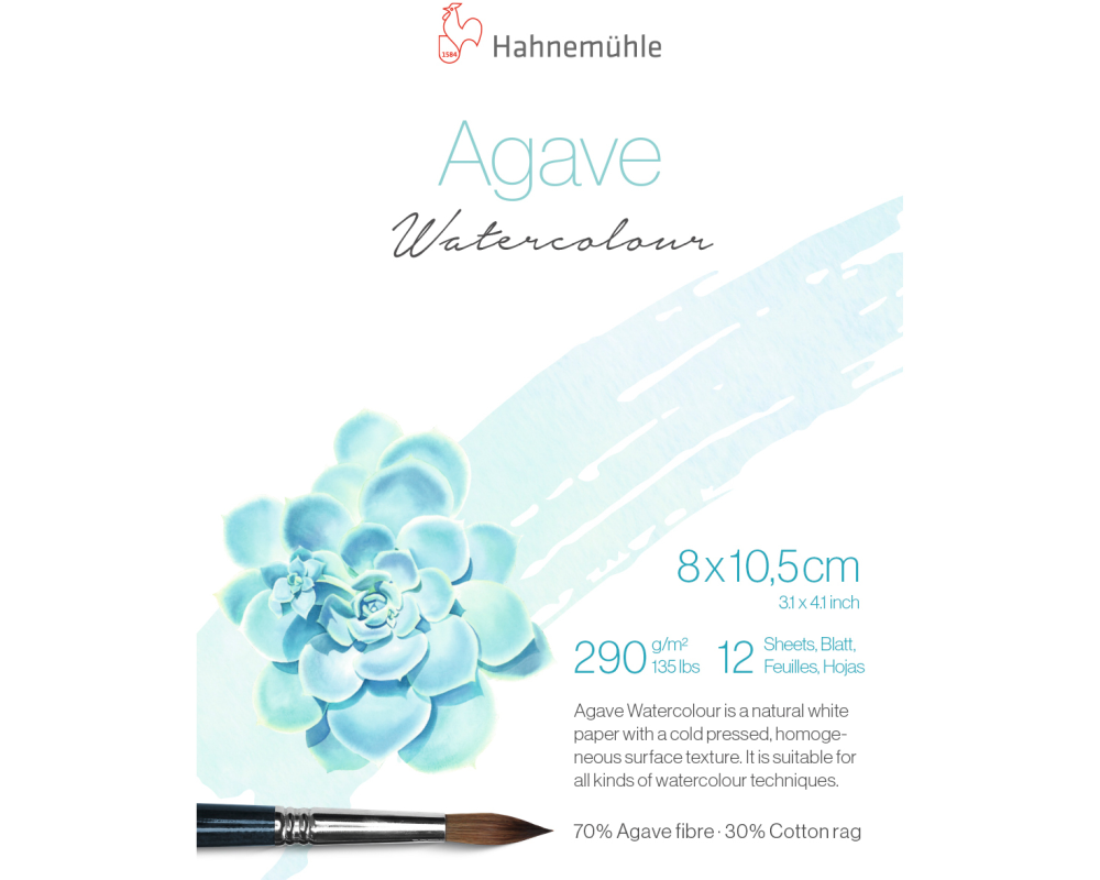 HAHNEMÜHLE Aquarellblock Agave 8x10.5cm 10625400 weiss, 290g 12 Blatt
