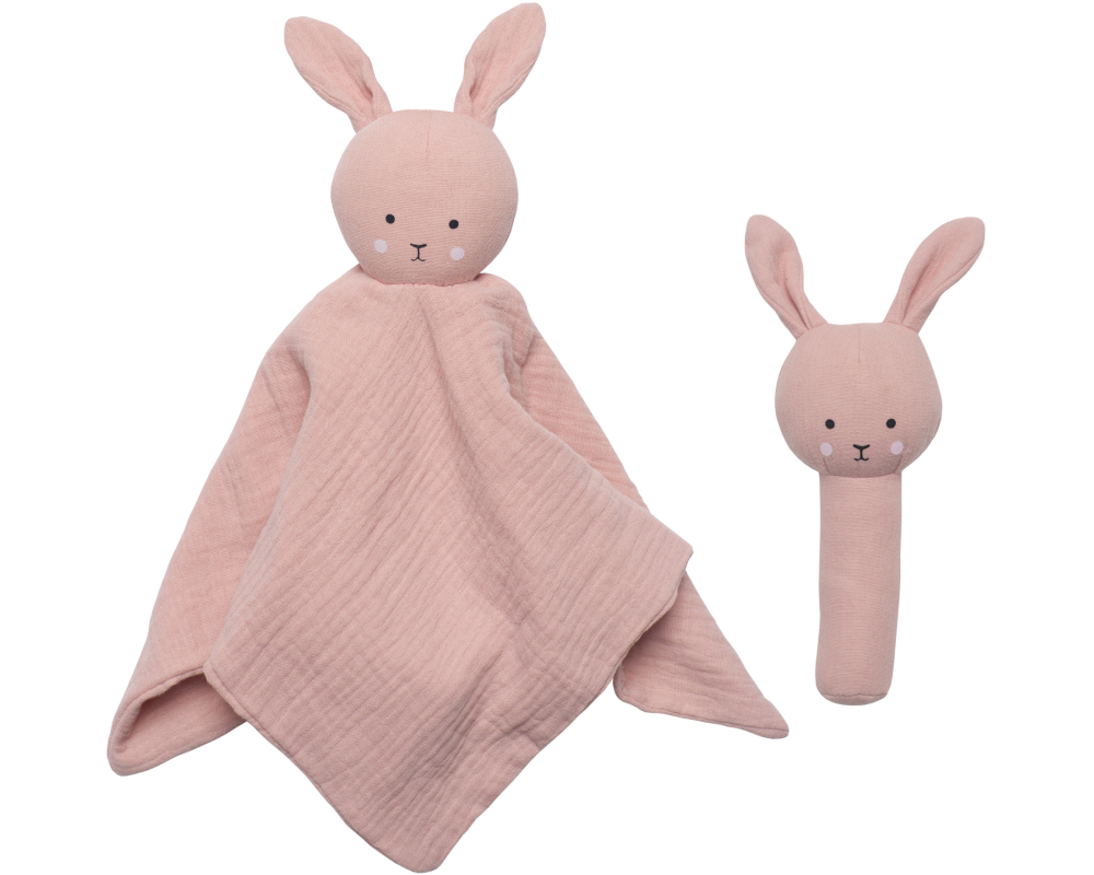 JABADABADO Geschenkset Rassel Hase S1025 pink 2-teilig