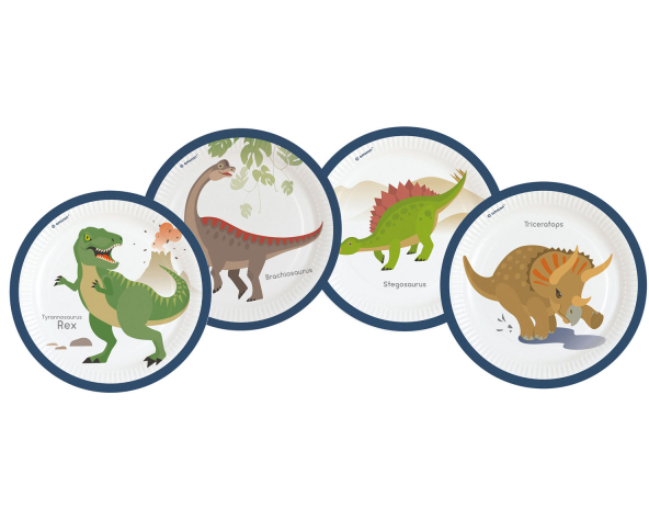 NEUTRAL Teller Dinosaurier 23cm 9903969-66 Rund, Papier 8 Stück