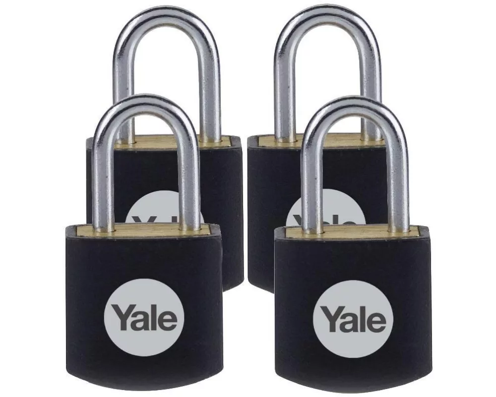 Yale Vorhängeschloss Y110JB 15/11 4er-Set Schwarz Messing/Stahl