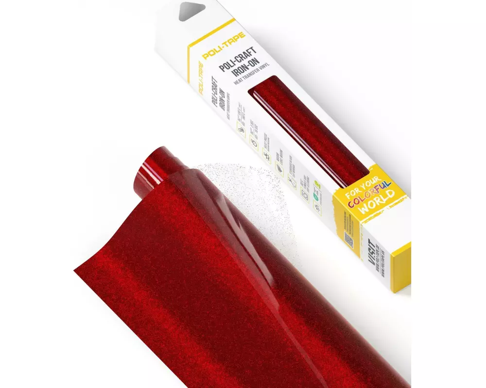 Poli-Tape Aufbügelfolie Pearl Glitter, 30.5 x 61 cm, Rot