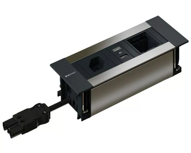 max connect Steckdoseneinheit INTRO2.0 T13, USB-A/C, Leermodul eloxiert