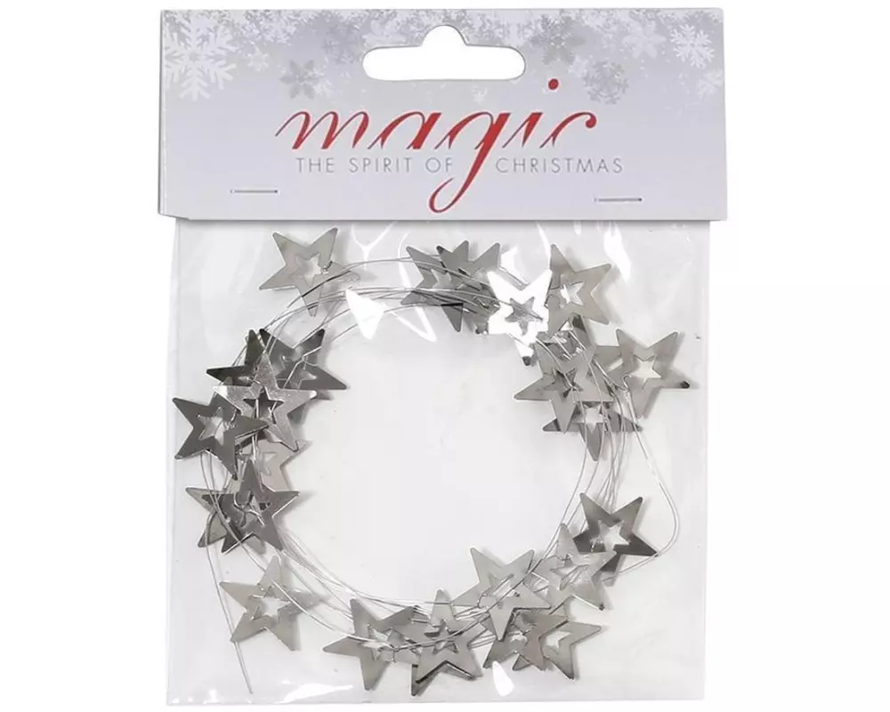INGES CHRISTMAS DECOR Weihnachtsschmuck Girlande mit Sternen 2 m, Silber