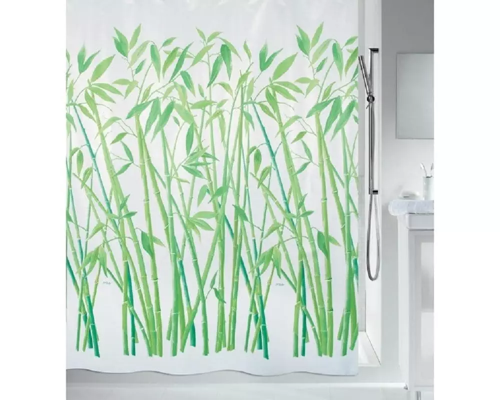 spirella Duschvorhang Bambus 180 x 180 cm, Grün/Weiss