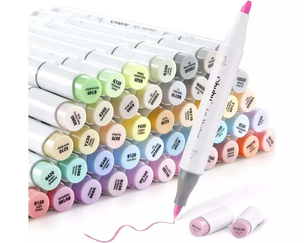 Ohuhu Honolulu Kunstmarker Pastellfarben, 48 Stück