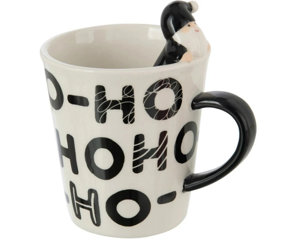 Jolipa Becher Weihnachtsmann Dolomit Keramik weiss schwarz