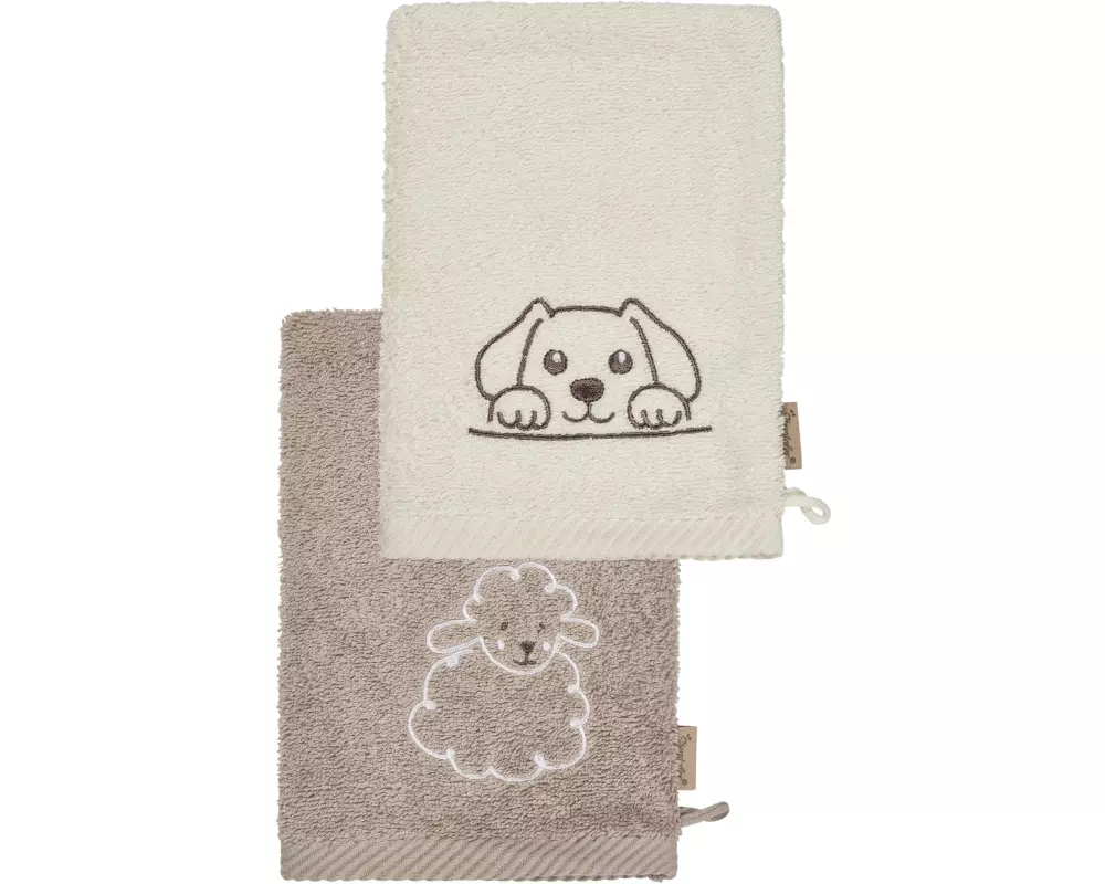 Sterntaler Baby-Waschhandschuh Bauernhof 2er Set Sand/Beige