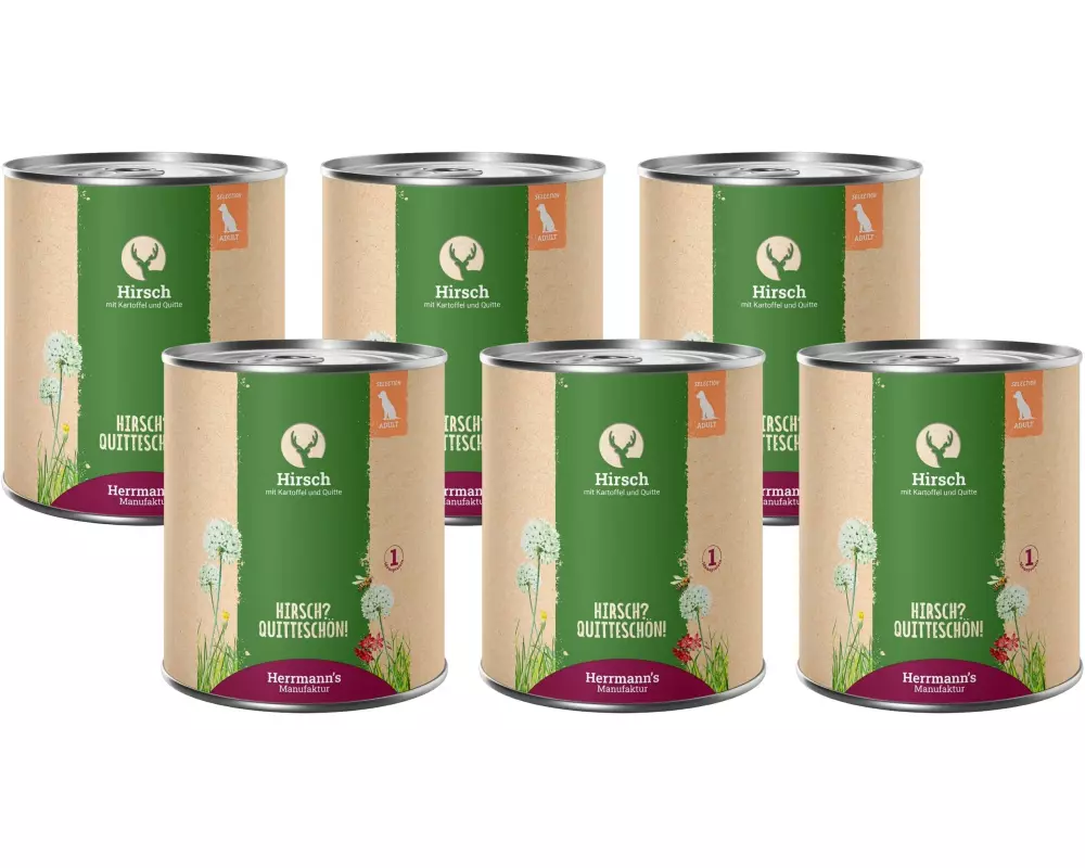 Herrmann's Nassfutter Hirsch mit Kartoffel und Quitte 6 x 800 g