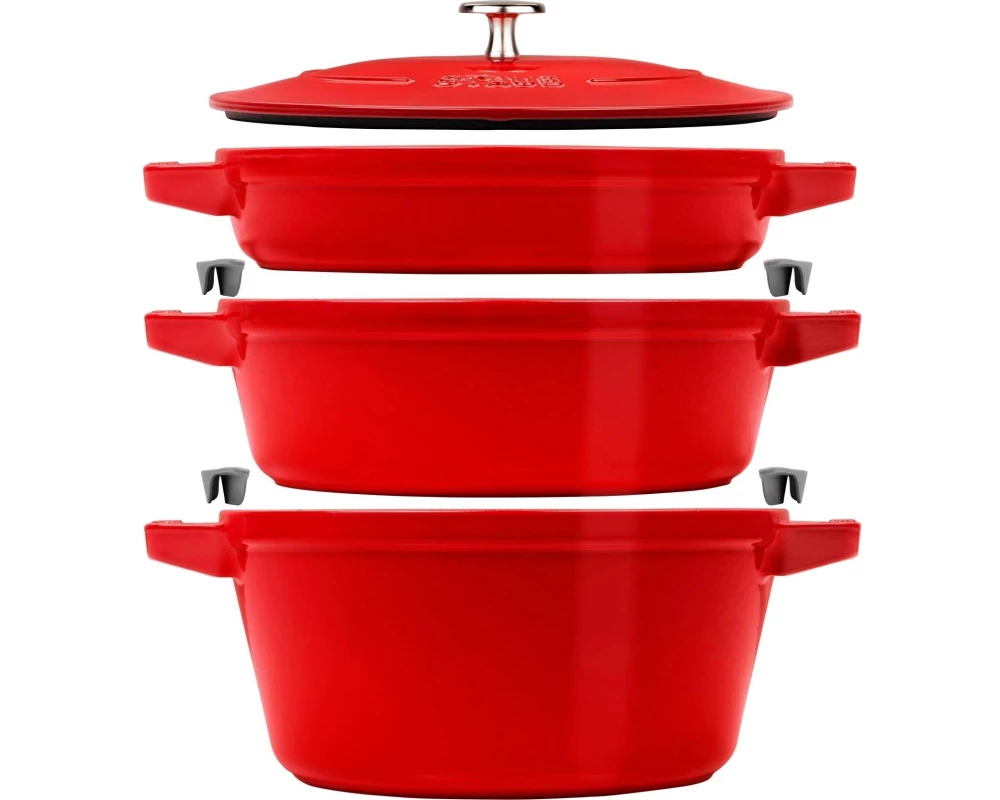 Staub Bräter Cocotte 4-teilig, 24 cm, Kirschrot, 9 l