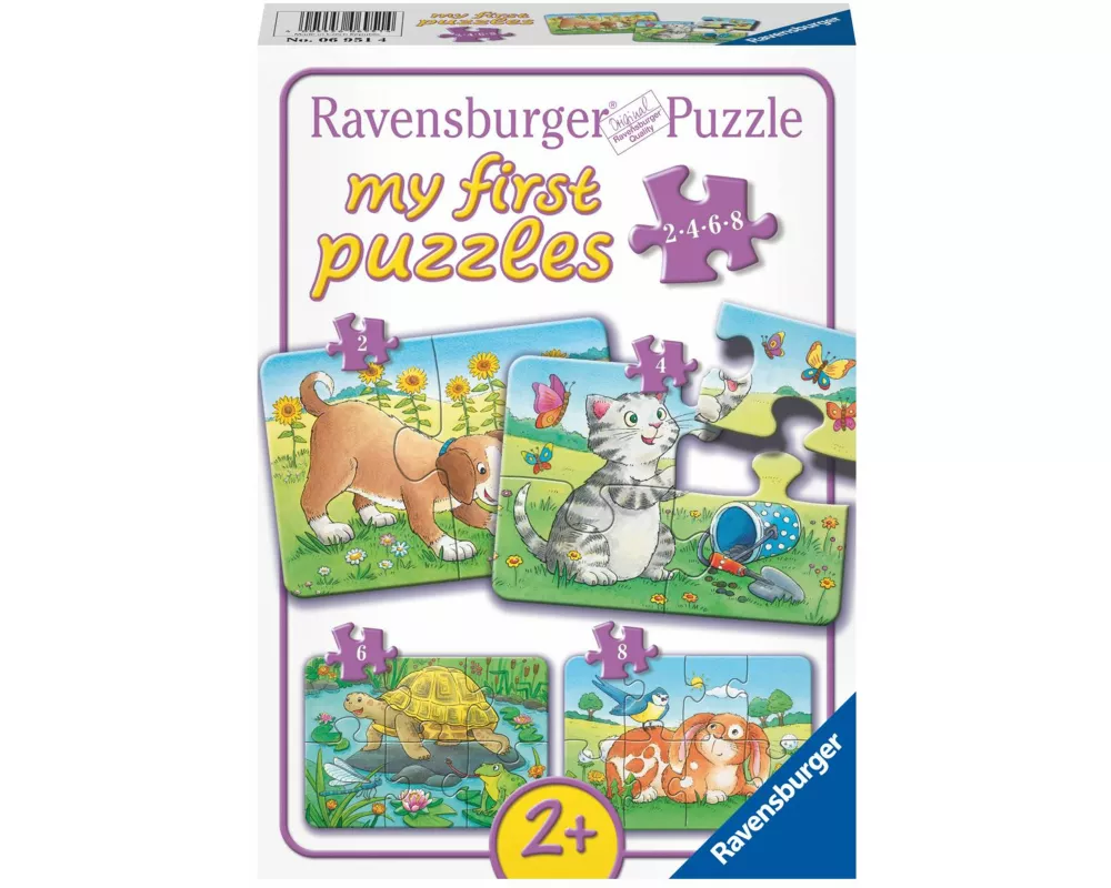 Kinderpuzzle 2, 4, 6, 8 Teile - Niedliche Haustiere
