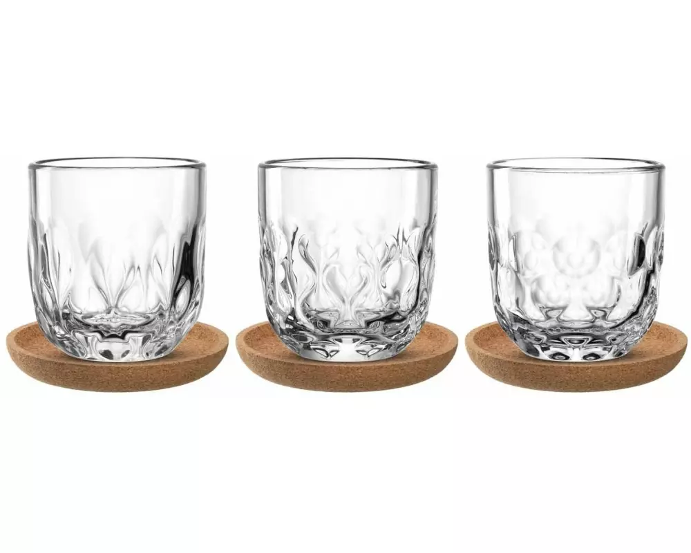 Leonardo Cappuccino Becher Gocce mit Untersetzer 220 ml, Transparent