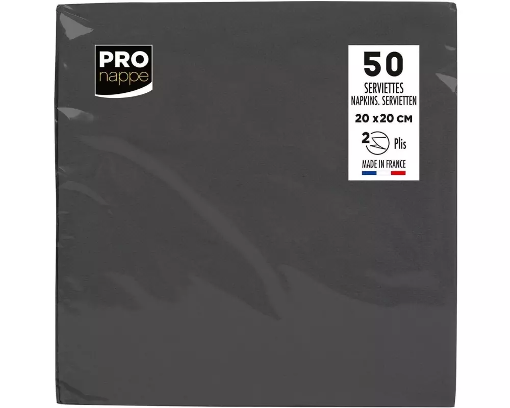 PRO nappe Papierservietten 20 cm x 20 cm, 50 Stück, Schwarz