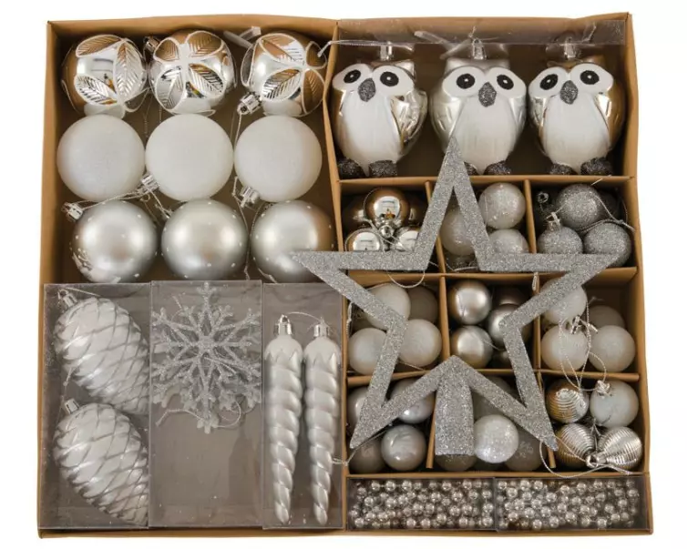 Dekomat AG Weihnachtsschmuck 90 Stück, Silber/Weiss