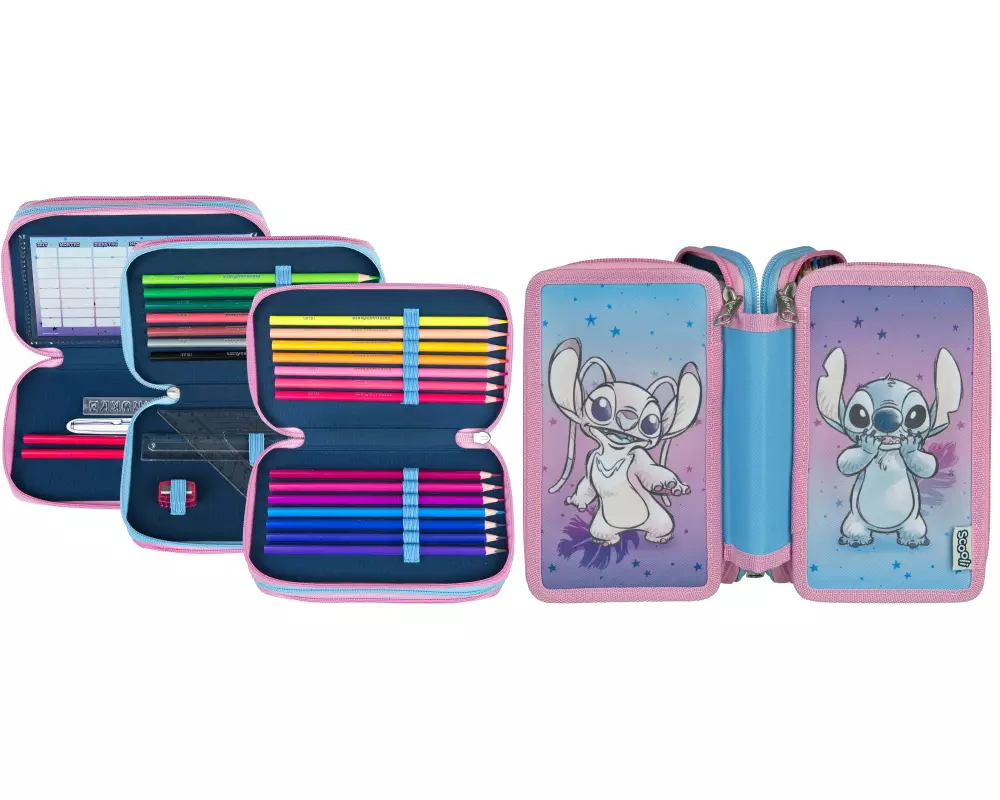 Scooli Necessaire Tripledecker Lilo und Stitch gefüllt