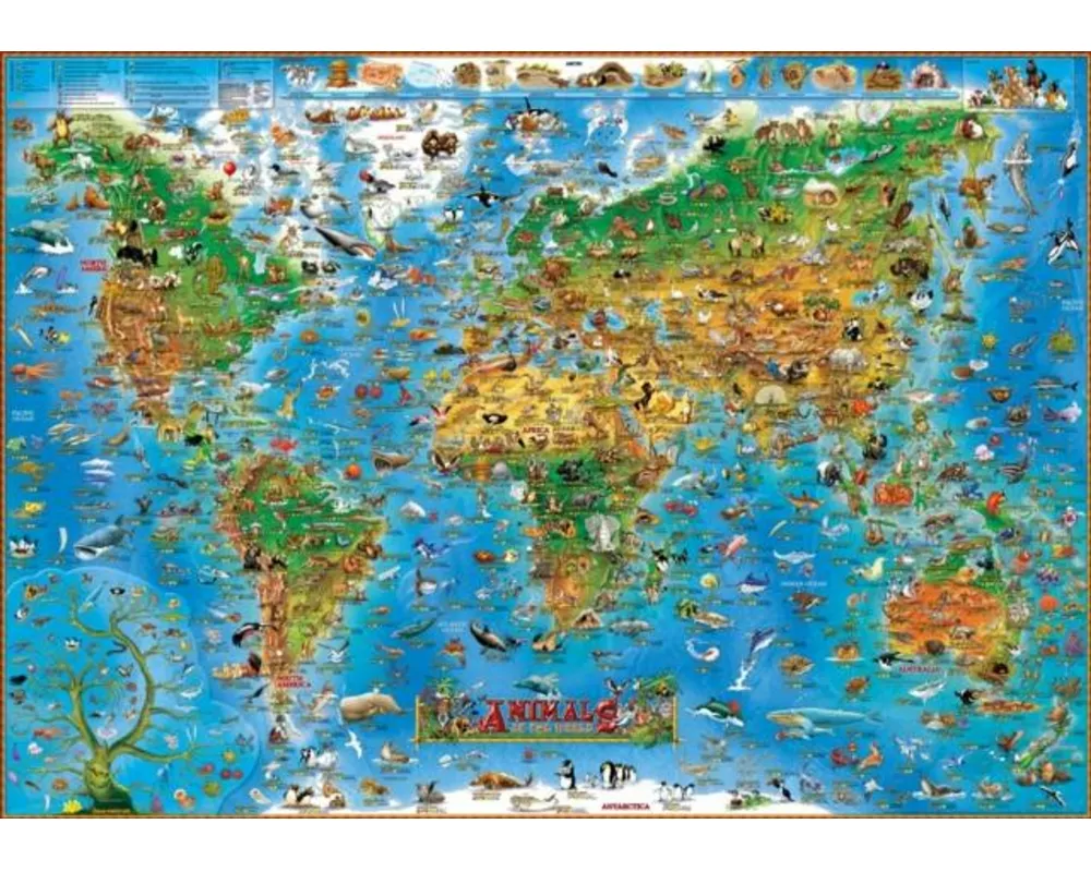 Animals of the World kids wall map laminated
