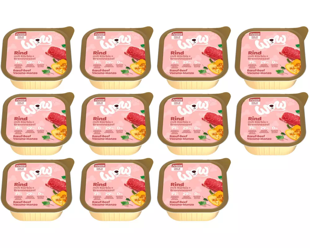 WOW Nassfutter Junior Rind Schale, 11 x 150 g