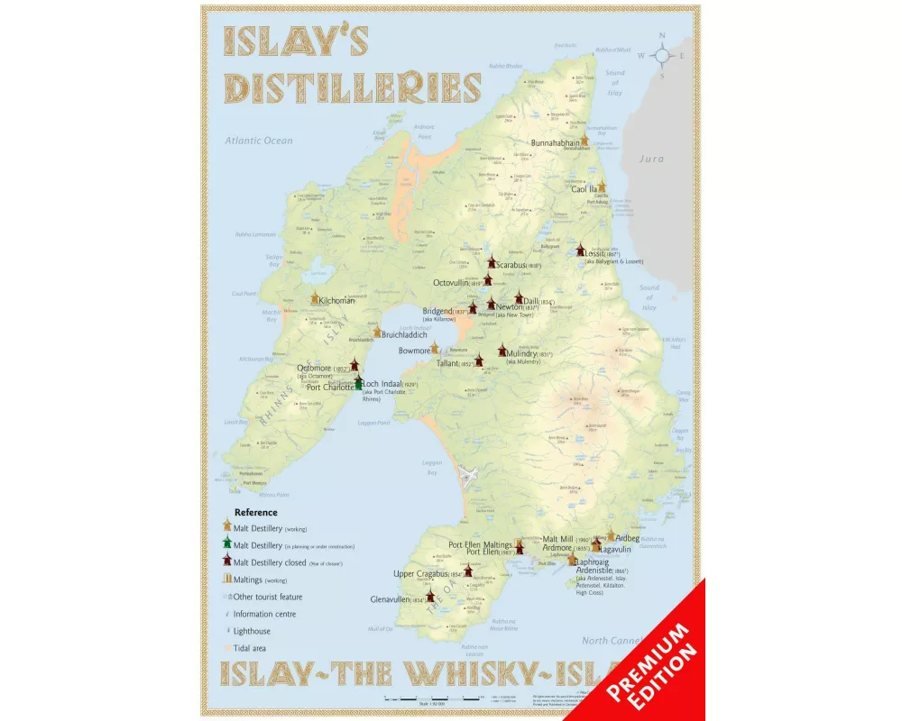 Whisky Distilleries Islay - Poster 42x60cm - Premium Edition