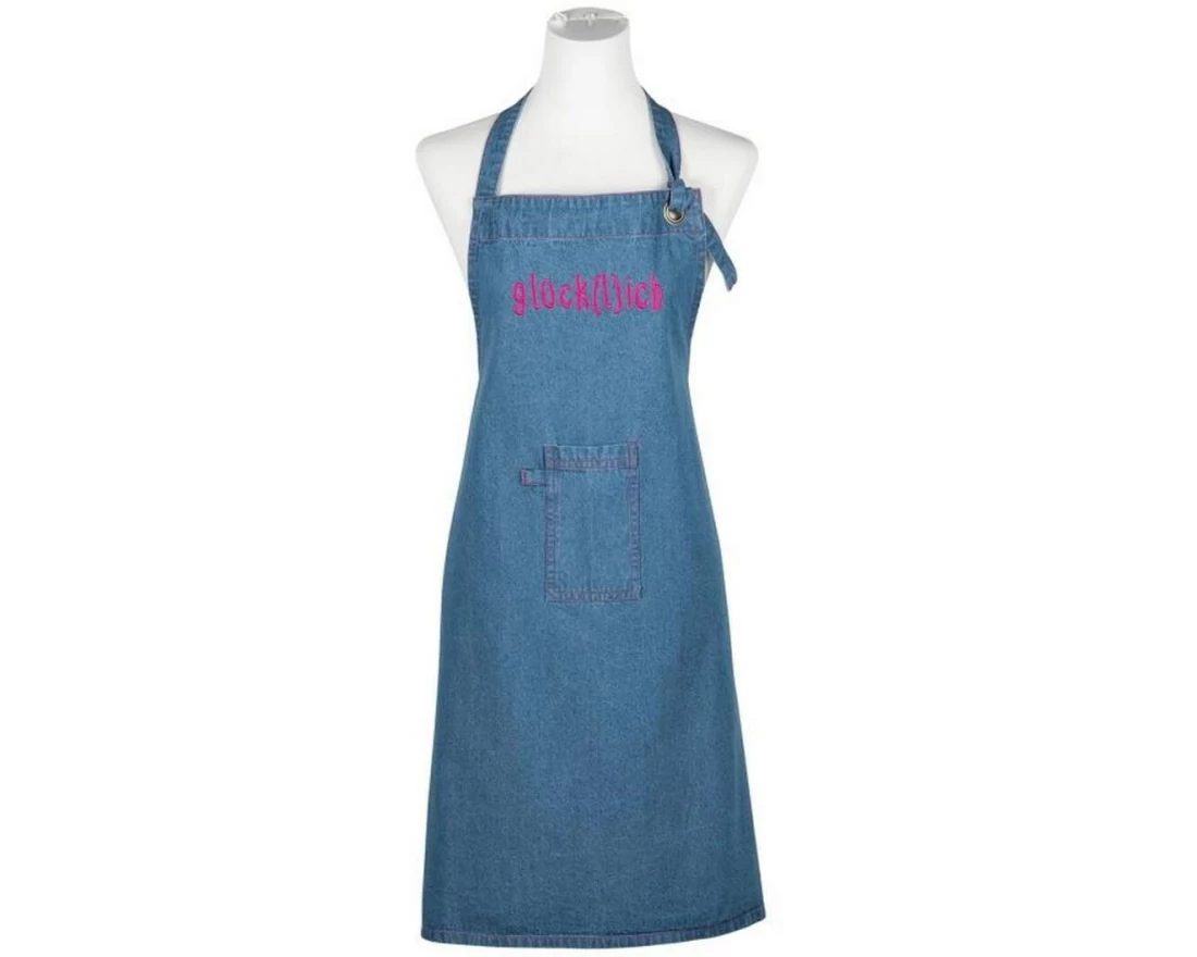 pad Kochschürze Denim Glücklich pink, 80 x 70 cm