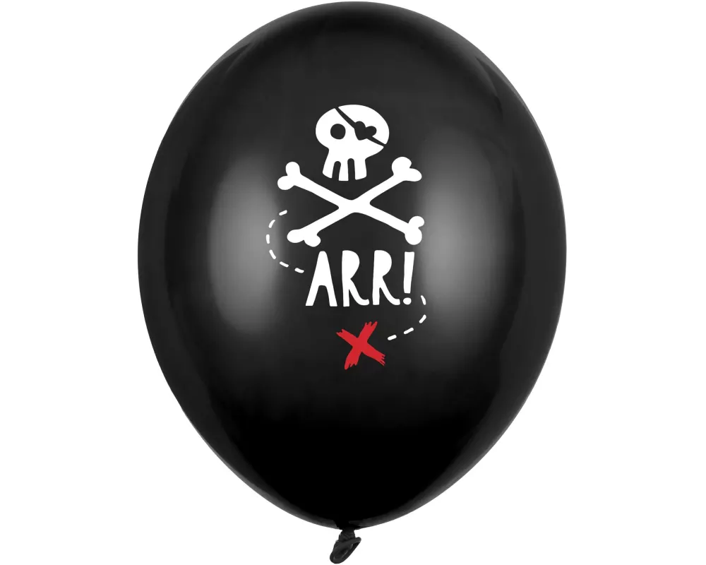Partydeco Luftballon Piraten 30 cm, 6 Stück, Schwarz